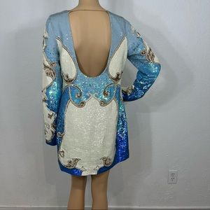 Needle & Thread Blues & White Hand Sequined Dress